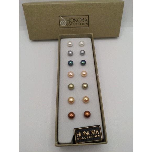 Honora Collection Freshwater Pearl Multi-color Set Of 7 Pair Button Stud... - Picture 1 of 16